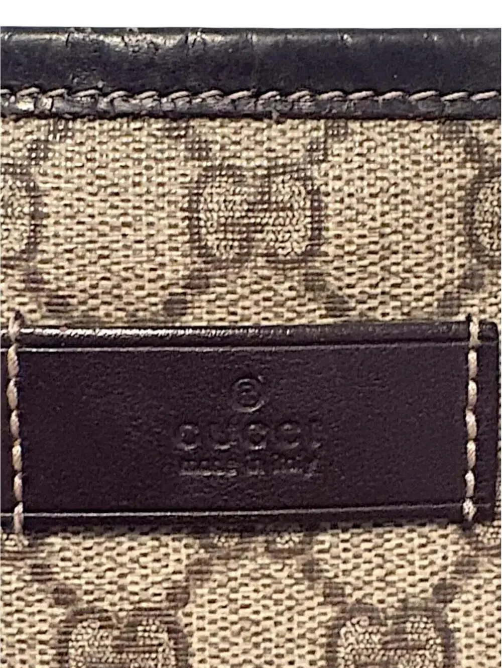 Gucci Beige GG Canvas Tote Bag with Dark Brown Leather Trim - Picture 3 of 9